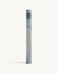 Blue Agate Neosava luxury foldable yoga mat featuring soft blue abstract artwork, ideal for travel yoga, pilates sessions, meditation, and elegant wellness routines on the go.