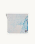 Neosava Travelmat Blue Agate premium travel yoga mat with serene blue stone-inspired design, created for yoga, pilates, stretching, and mindful movement during travel or studio practice.