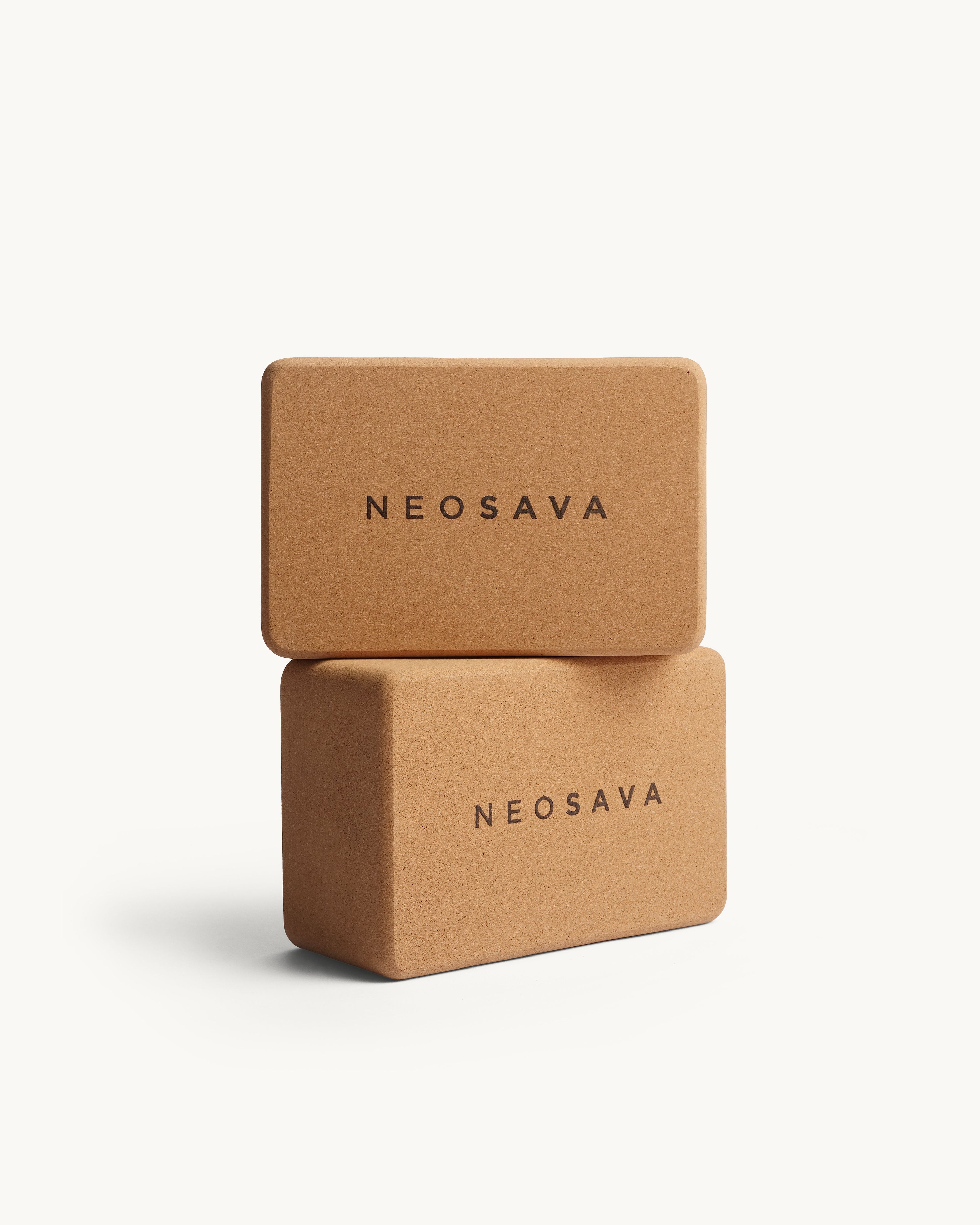 Neosava Cork Yoga Block with minimalist premium design for yoga, pilates, stretching, balance, alignment support, deep poses, home practice, studio training, and mindful wellness rituals.