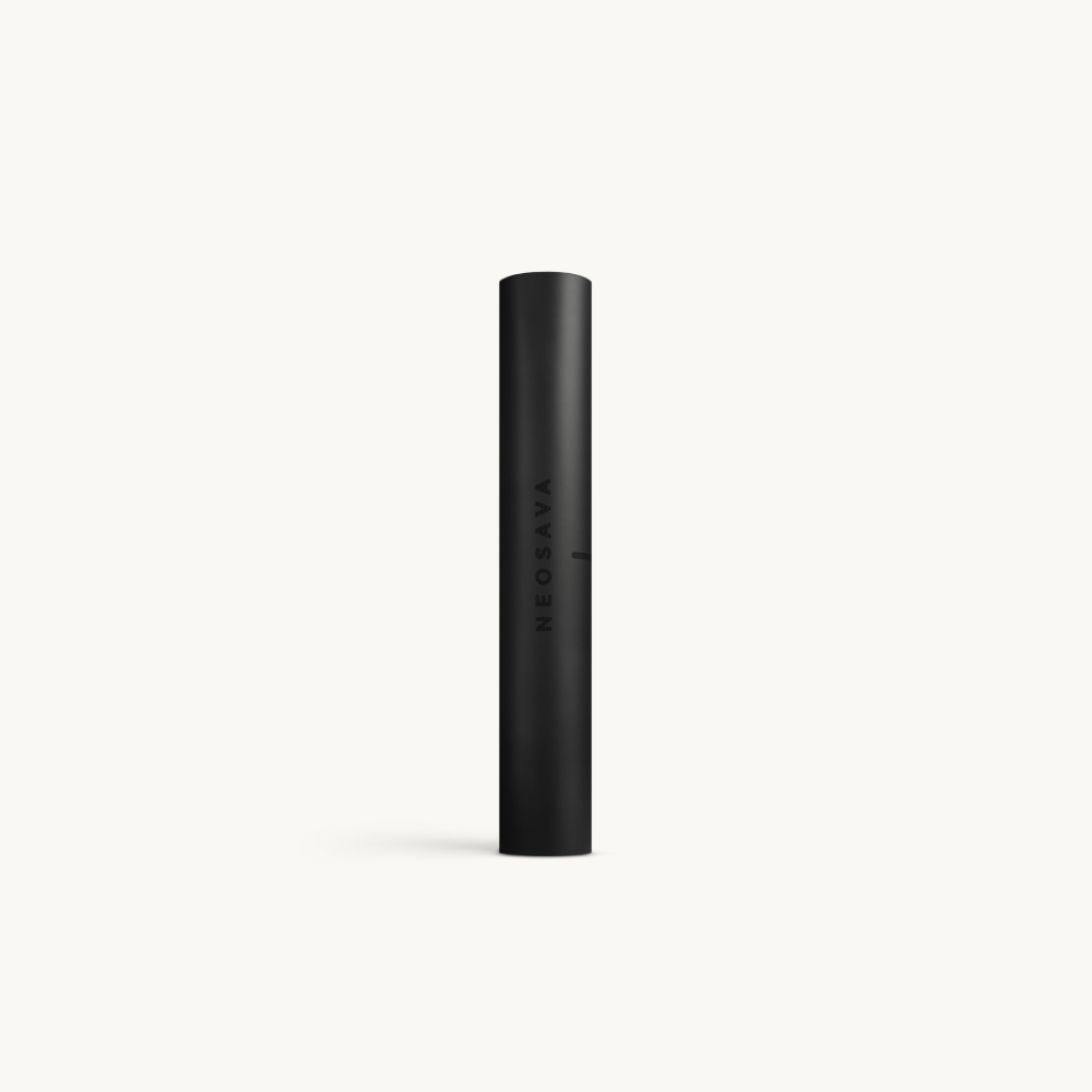 Black Neosava MineralFlex Obsidian pilates and yoga mat with refined minimalist look, supportive feel, non-slip surface, and premium workout aesthetic.